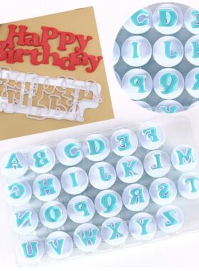26个大小写字母数字模具饼干翻糖馒头压印花弹簧推子切模烘焙工具