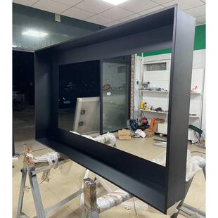 不锈钢75寸电视机壁龛嵌入式边框架85 100金属无背板壁龛柜置物架