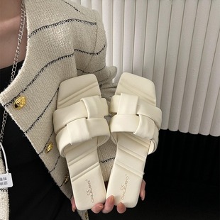 胖东来这设计太棒啦 软底沙滩凉 露趾方头编织平底拖鞋 女外穿夏季
