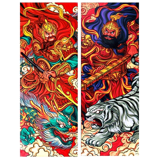 门神贴大门单门2026春节对联新年装饰马年神荼郁垒春联过年门贴画