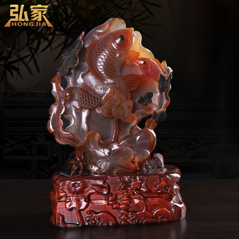 天然玛瑙摆件原矿玉石貔貅龙龟笔筒家居工艺品客厅酒柜办公室开业