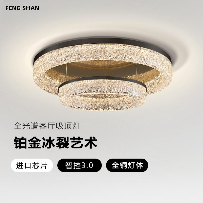 意式轻奢全铜客厅吸顶灯高端大气圆形树脂极简书房主卧室大厅灯具