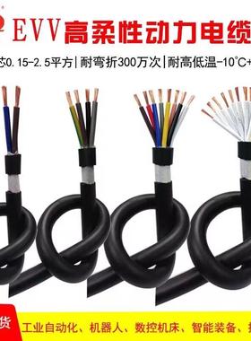 柔性动力电缆线EVV 4 5 8 10 12 16 20芯0.15 0.2 0.3多芯护套线