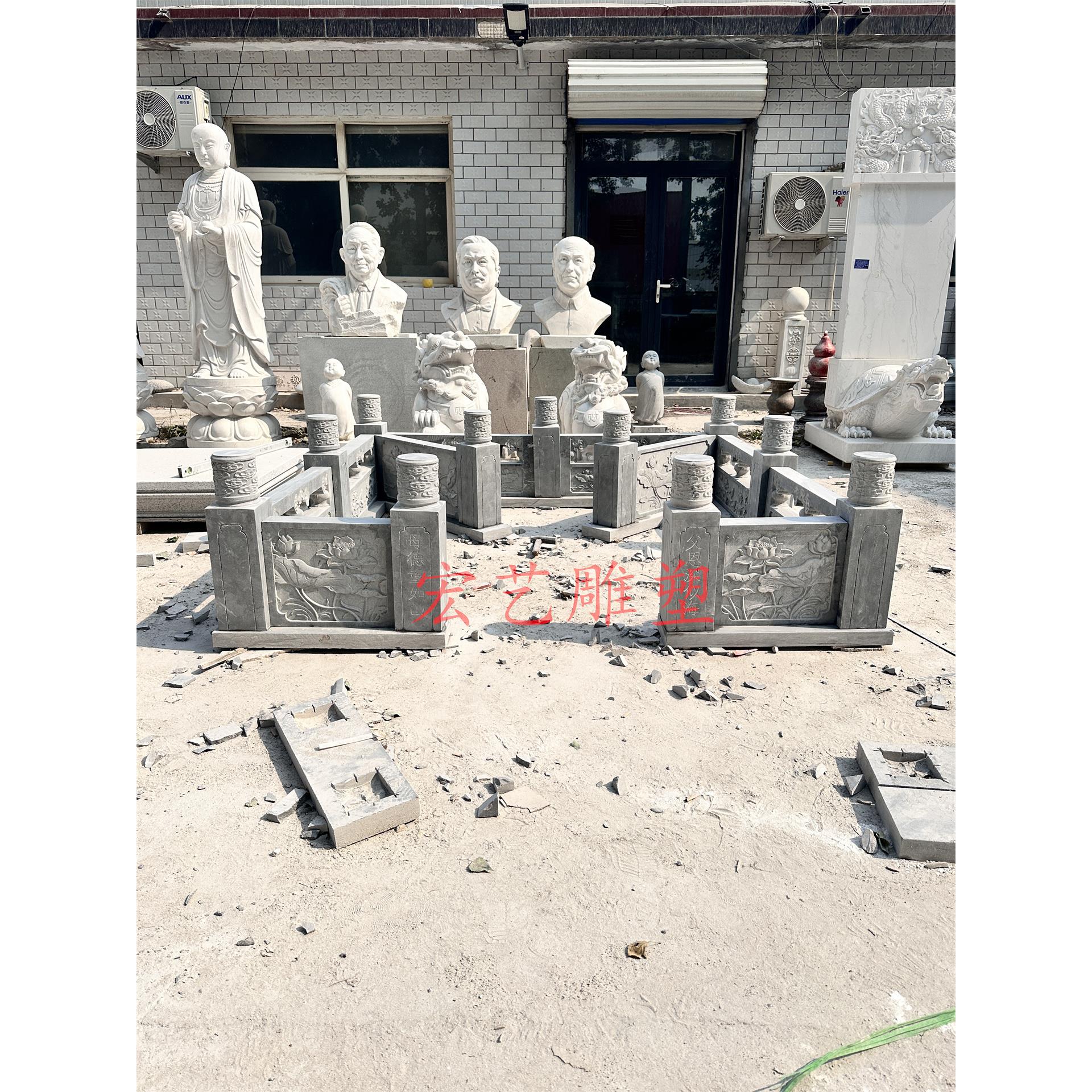 石雕墓地栏杆青石围栏墓碑护栏汉白玉石材围墙楼梯扶手阳台护栏