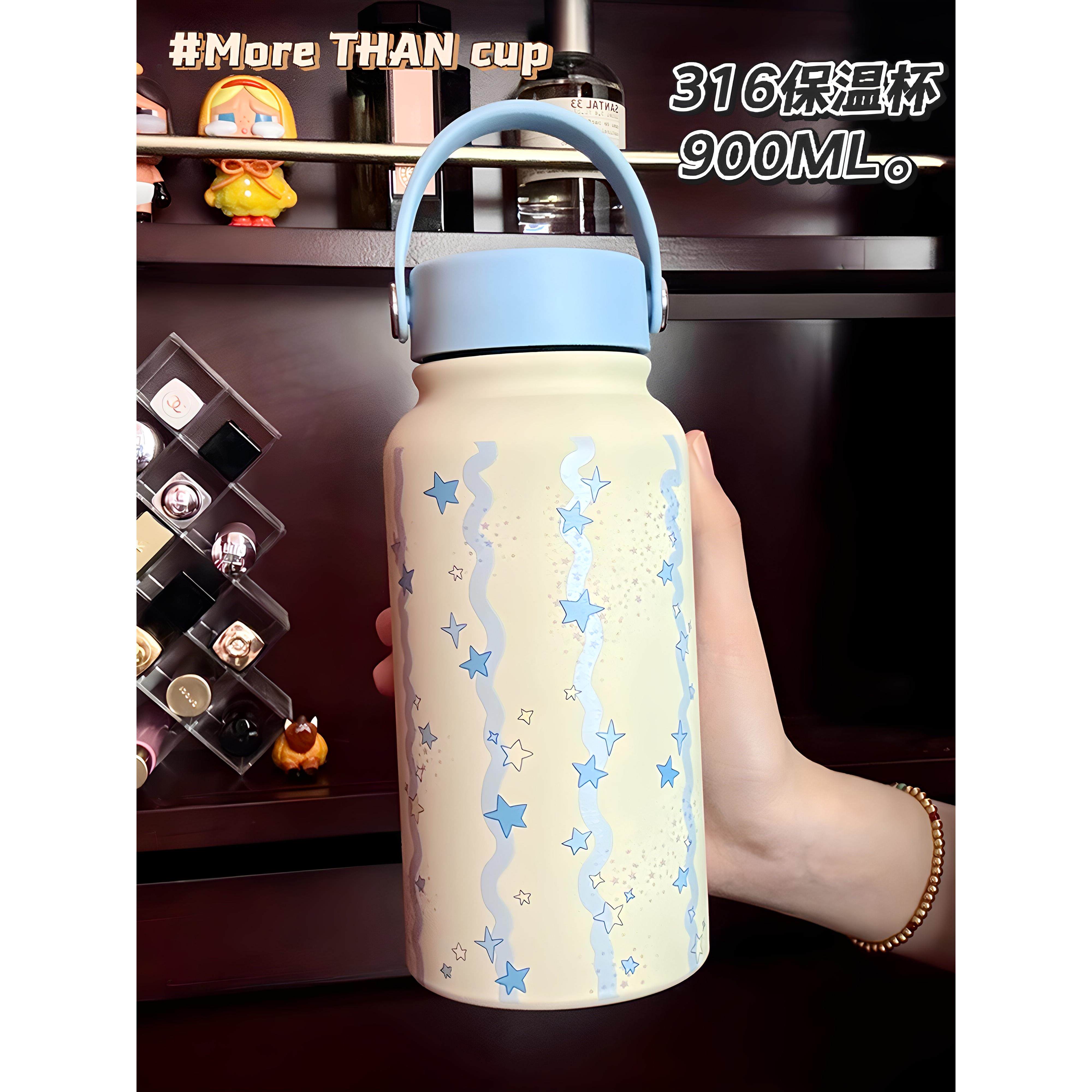 可爱保温杯女生高颜值大容量316不锈钢随行便携运动水杯壶900ml