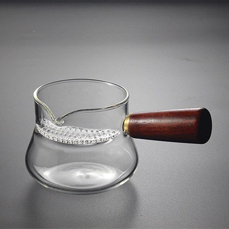 高硼硅透明玻璃公道杯日式带月牙木把茶海加厚耐热分茶器功夫茶具