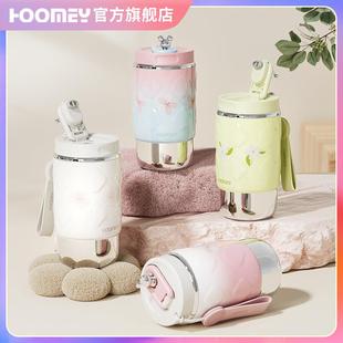 陶瓷内胆双饮杯便携保温杯女生高颜值随行咖啡杯定礼品制吸管水杯