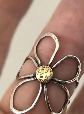 曼谷公园「花」波西米亚花朵戒指开口做旧夸张复古民族y2k辣妹