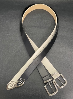 Stu风格复古金属简约环扣腰带cleanfit小众设计蚊香盘百搭皮带