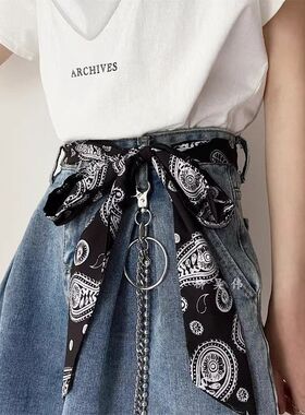 裤子上的配饰链条裤链挂件男酷腰果花丝巾腰带女配牛仔裤女款辣妹