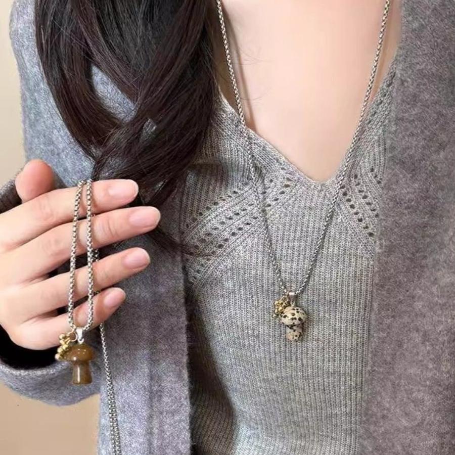 仙莉丝虎眼石蘑菇项链女轻奢小众