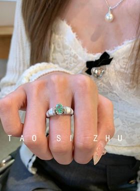 仙莉丝中古锆石戒指开口戒