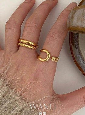 挽里金属双层缠绕扭结戒指
