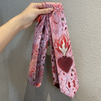 古着vintage渐变粉火焰领带女