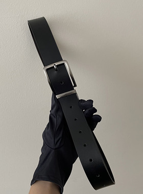个性简约碳黑扣头腰带小众牛仔裤西装百搭皮带配饰旋转双色可带