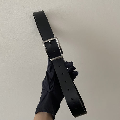 简约碳黑扣头旋转双色百搭腰带
