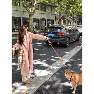 独特别致粉色双面羊绒大衣女2025年秋冬季 高级设计感小众外套 新款