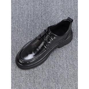 QWTG皮鞋男款冬季加绒保暖潮流真皮德比鞋厚底正装商务男休闲皮鞋