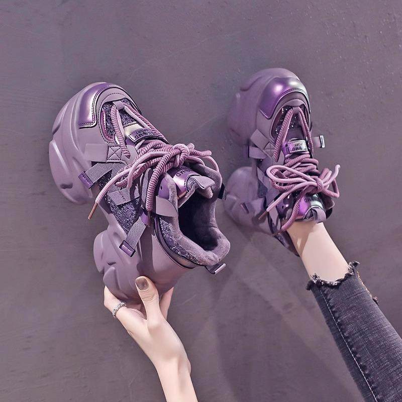 寞红老爹鞋女2025年新款秋冬季单里女鞋子百搭厚底松糕休闲运动鞋,女鞋,汉服鞋,淘宝优惠券,粉丝福利购,淘宝优惠卷