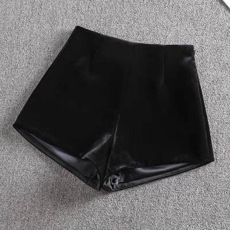 2025秋冬新款高腰丝绒短裤女外穿高级感a字阔腿裤小个子打底靴裤