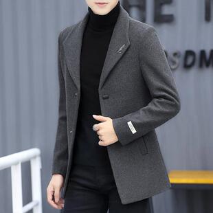 秋冬高档丝绒加厚短款 男式 韩式 套装 羊毛外套 修身 羊绒男装