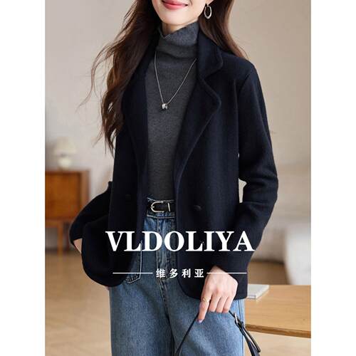 VLDOLIYA维多利亚新款职场短款薄款西装外套针织衫显瘦时尚上衣女