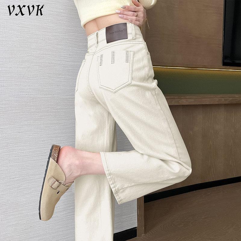 奶茶色九分直筒牛仔裤女2026春夏高腰宽松显瘦小个子八分阔腿裤潮