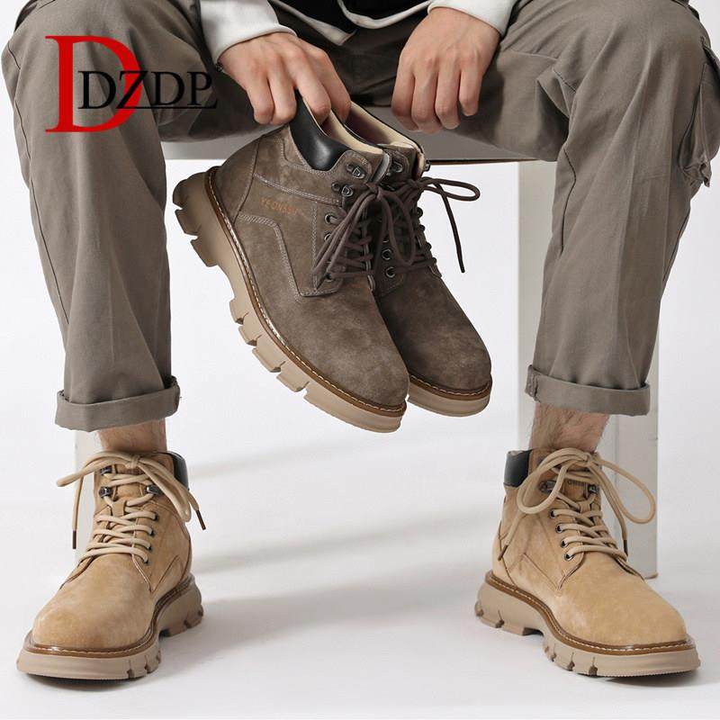 马丁靴男款高帮秋季英伦风工装男鞋潮冬季加绒中帮春秋真皮靴子男