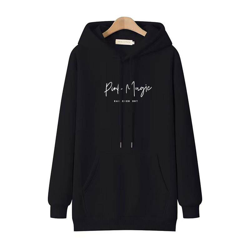 潮牌加绒加厚连帽中长款卫衣女2025秋冬季宽松大码宽松上衣外套