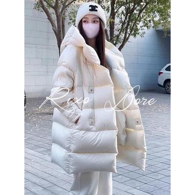 Rixo Dore法国新风格中长连帽时尚羽绒服冬季设计时尚利基夹克的