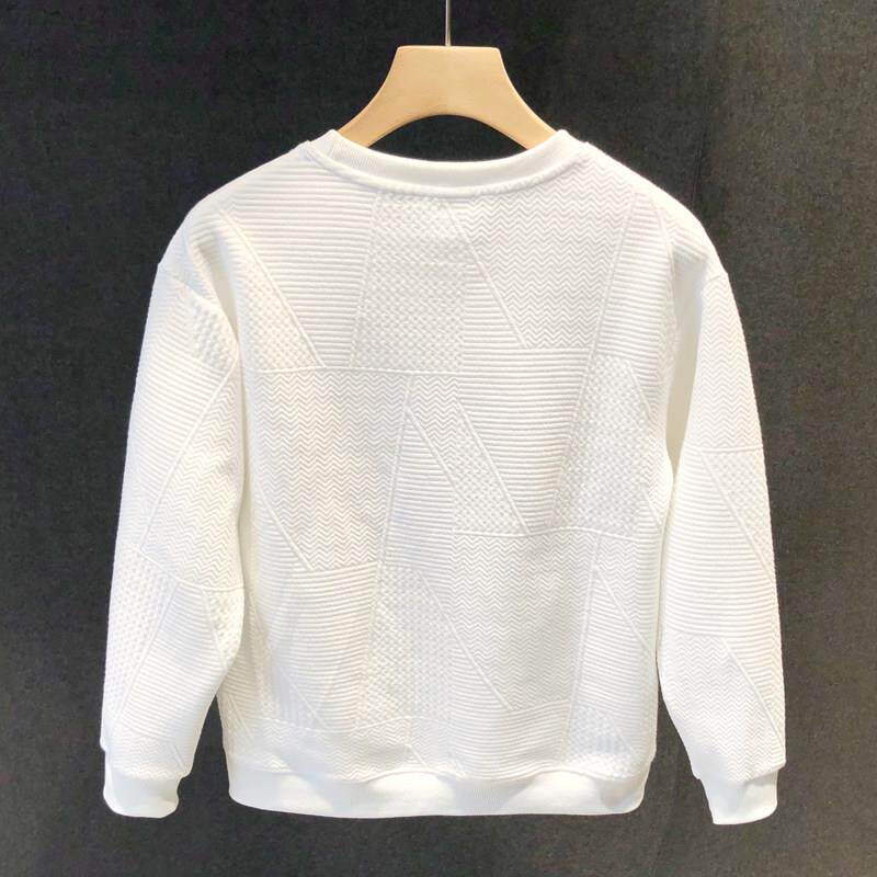 家日报~衬衫男士春秋季修身长袖圆领套头衫宽松百搭休闲纯色男士