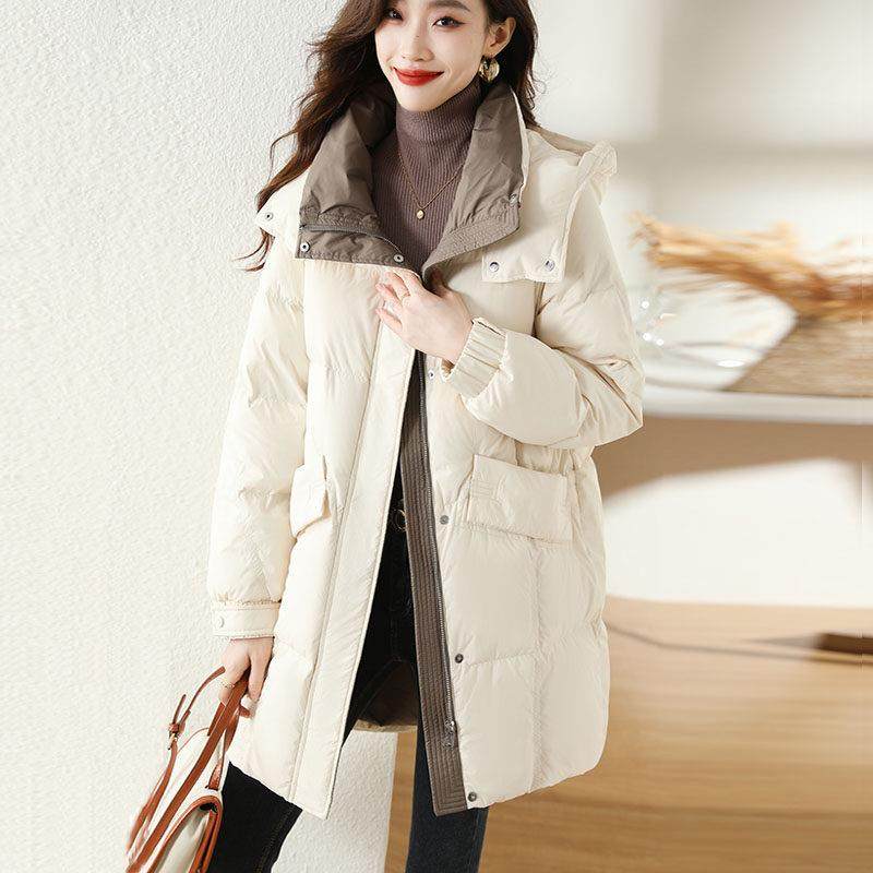 蓓罗拉小个子羽绒服女中长款冬季新款2024女款高级感洋气连帽外套