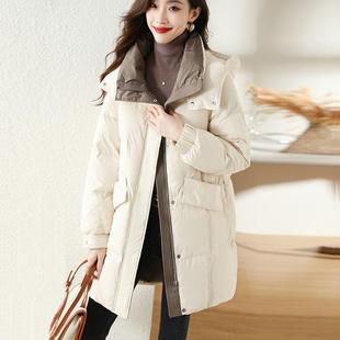 蓓罗拉小个子羽绒服女中长款冬季新款2024女款高级感洋气连帽外套
