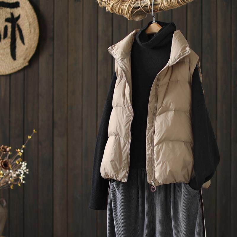 韩国2025羽绒马甲女秋冬外穿轻薄短款白鸭绒背心百搭时尚马夹外套