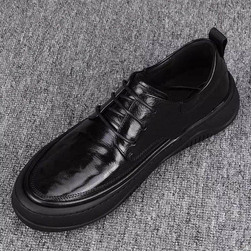 QWTG真皮男鞋秋冬新款潮流系带百搭日常素面豆豆鞋男英伦休闲皮鞋,流行男鞋,休闲皮鞋,淘宝优惠券,粉丝福利购,淘宝优惠卷