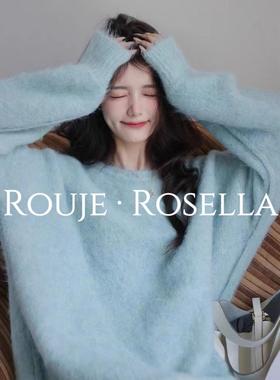 法国Rouje Rosella⭐法式彷马海毛圆领毛衣女秋冬慵懒风软糯上衣