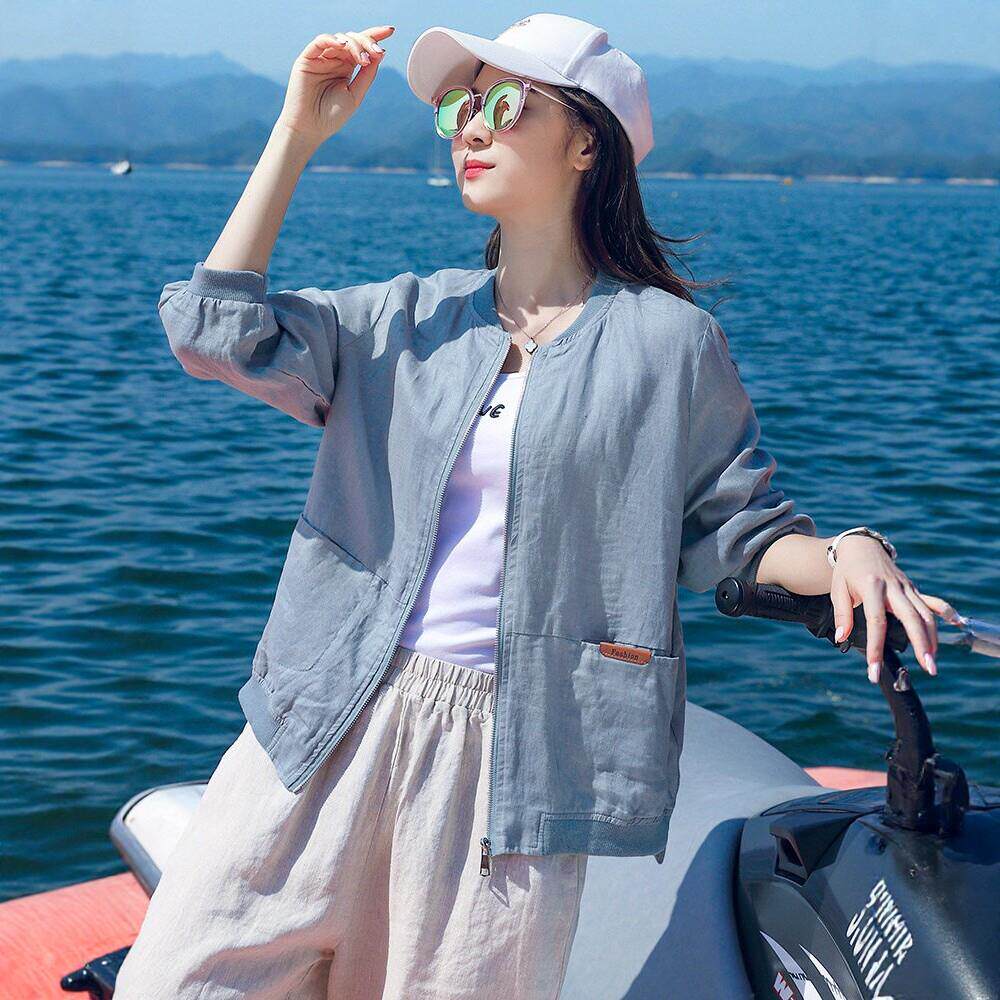 棉麻防晒衣2026夏季新款轻薄小个子老钱风女士薄款防晒服短款外套