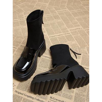 A.D Hepburn~Boots女式2025新款秋冬弹力长筒靴厚底厚底流行马丁