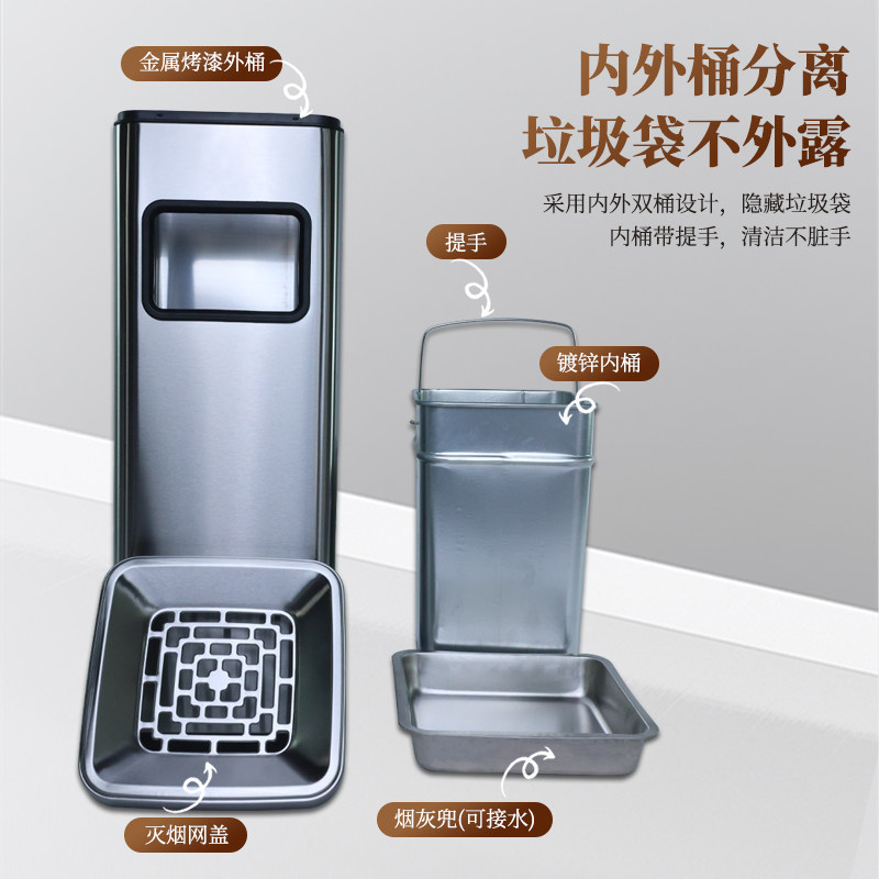 简约立式双桶侧开带盖户外垃圾桶