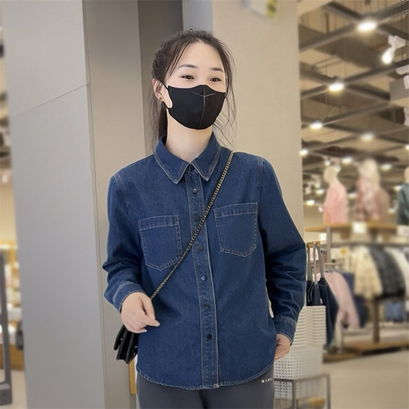 加绒蓝色牛仔衬衫女2025春秋新款外穿内搭时尚叠穿加厚短款潮