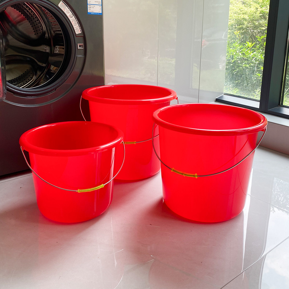 家用塑料水桶大红色手提桶拖地清洁桶带盖洗车洗衣服宿舍用保洁桶,家庭/个人清洁工具,水桶,淘宝优惠券,粉丝福利购,淘宝优惠卷