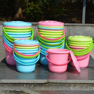 小水桶加厚带盖儿童学校幼儿园用玩具画画彩色小桶子耐摔赶海挖沙