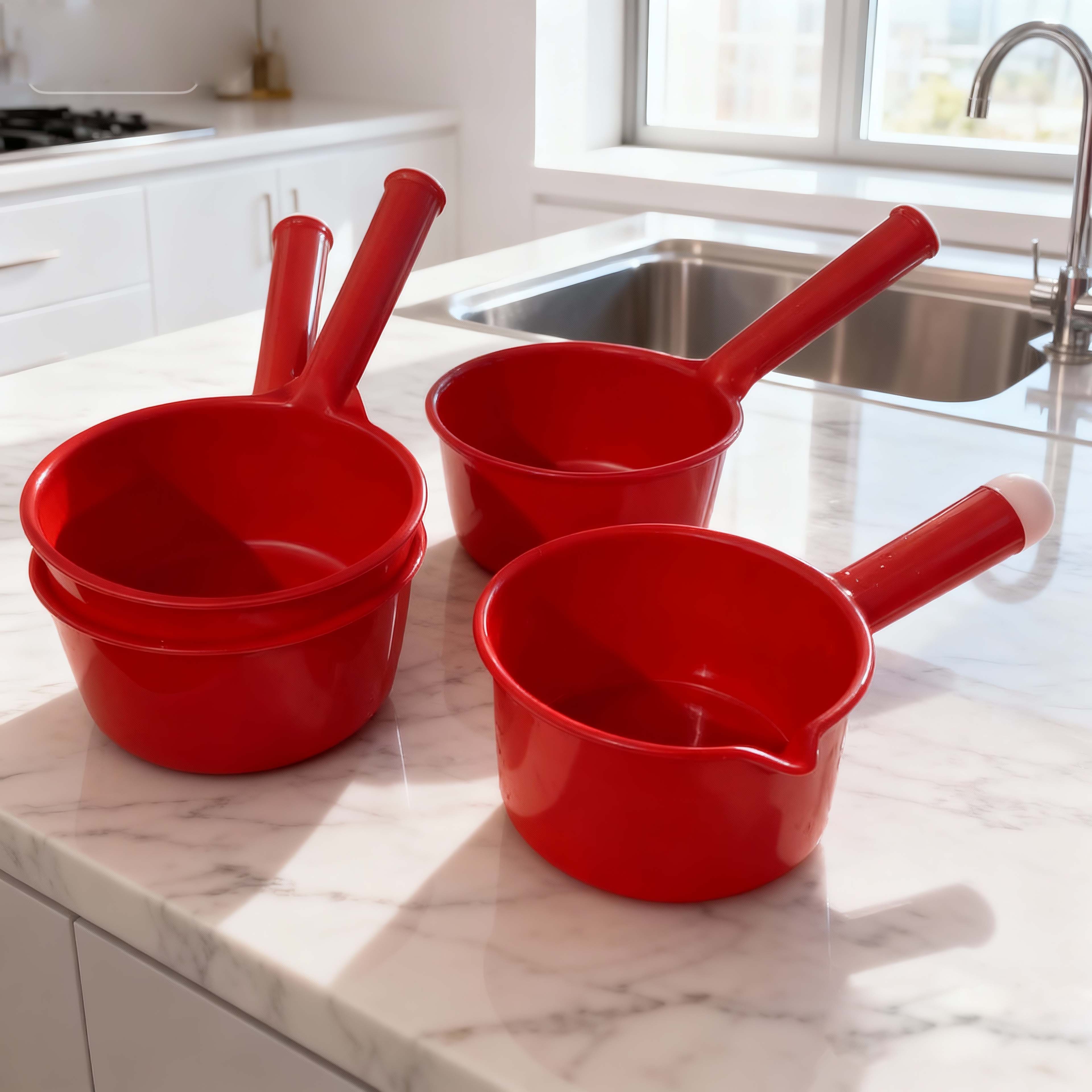 水勺大红色加厚带嘴长手柄