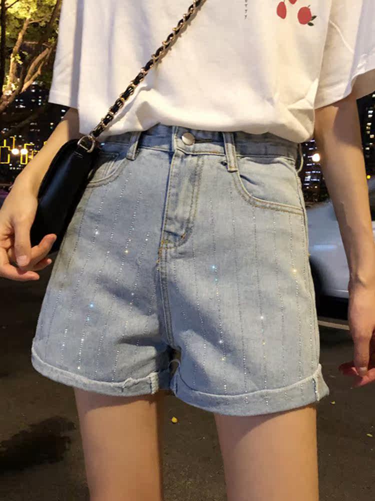 高腰网红牛仔短裤女夏季2019新款韩版百搭显瘦镶钻直筒阔腿热裤潮|ruв категории Женская одежда, джинсы - от Buy2taobao.com для оказания профессиональной услуги покупки агента Taobao