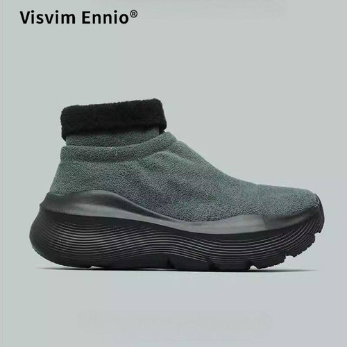 VISVIM ENNIO高帮一脚蹬袜子鞋男女包裹脚腕弹力呢绒面绒毛内里二
