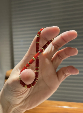 天然南红手串切药片原创手链男女隔片牛红色本命年生日礼物转运