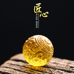 天然全净蓝珀缅甸金珀回纹珠单珠 12-20mm多宝手链 多宝手串配珠