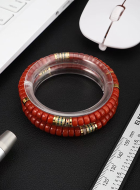 纯天然瓦西料南红药片手串满肉柿子红6MM精工手工直切隔片手串