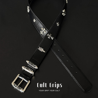 Cult Grips镂空滚轮CH风雕花皮带中古羊皮腰带vibe十字花钛钢卷轴