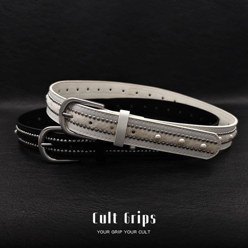 复古马毛铆钉腰带女y2k辣妹2025年新款设计感小众珍珠装饰皮带